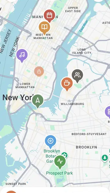 Map of nearby activities with location pins